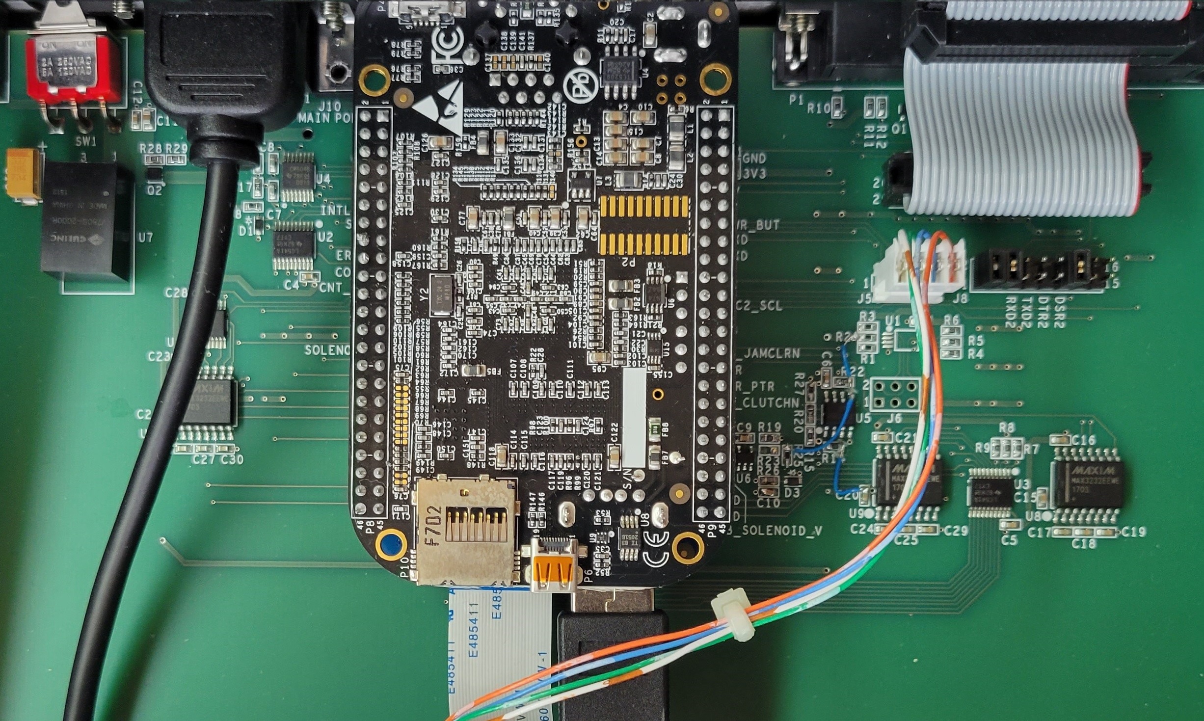 BeagleBone Black and color LCD provides GUI and stepper motor control for engraver.
